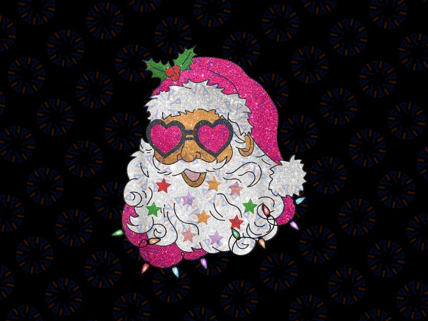 PNG ONLY Vintage Pink San-ta Cla-us Sunglasses Christmas Png, Christmas San-ta Glitter Png, Chistmas Png, Digital Download