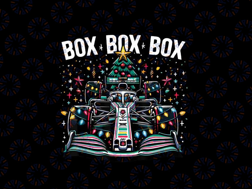 PNG ONLY Formula Racing Car Box Box Box Radio Call Fun Christmas Tree Png, Racing Car Christmas Png, Christmas Png, Digital Download