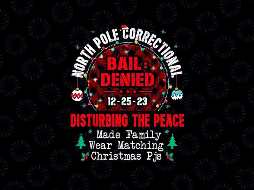 PNG ONLY North Pole Correctional Made Family Christmas Png, Ball Denied Disturbing The Peace Png, Christmas Png, Digital Download