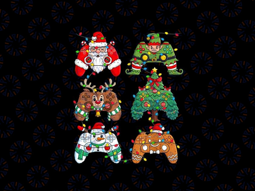 PNG ONLY Christmas Santa Elf Lights Gaming Controllers Xmas Png, Controller San-ta Hat Png, Christmas Png, Digital Download