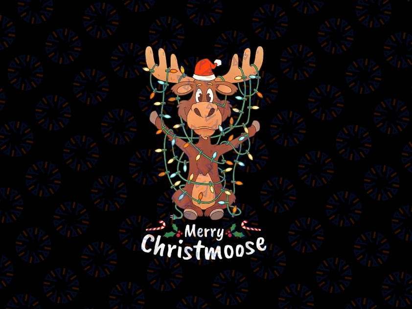 PNG ONLY Merry Christmoose Christmas Png, Moose Xmas Tree Lights Png, Christmas Png, Digital Download