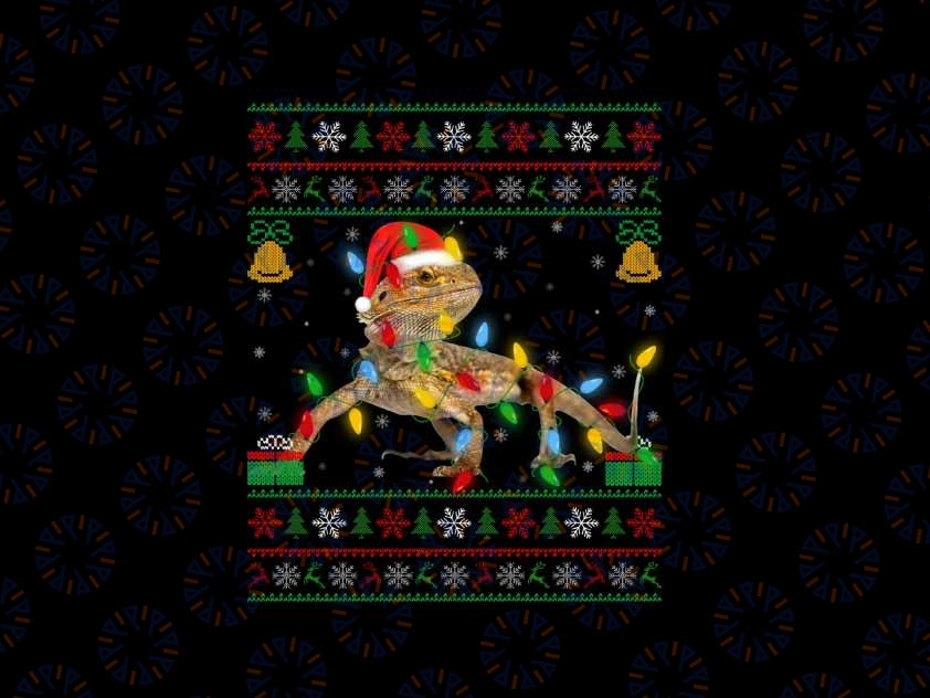 PNG ONLY Xmas Style Santa Bearded Dragon Ugly Christmas Png, Bearded Dragon Ugly Christmas Png, Christmas Png, Digital Download