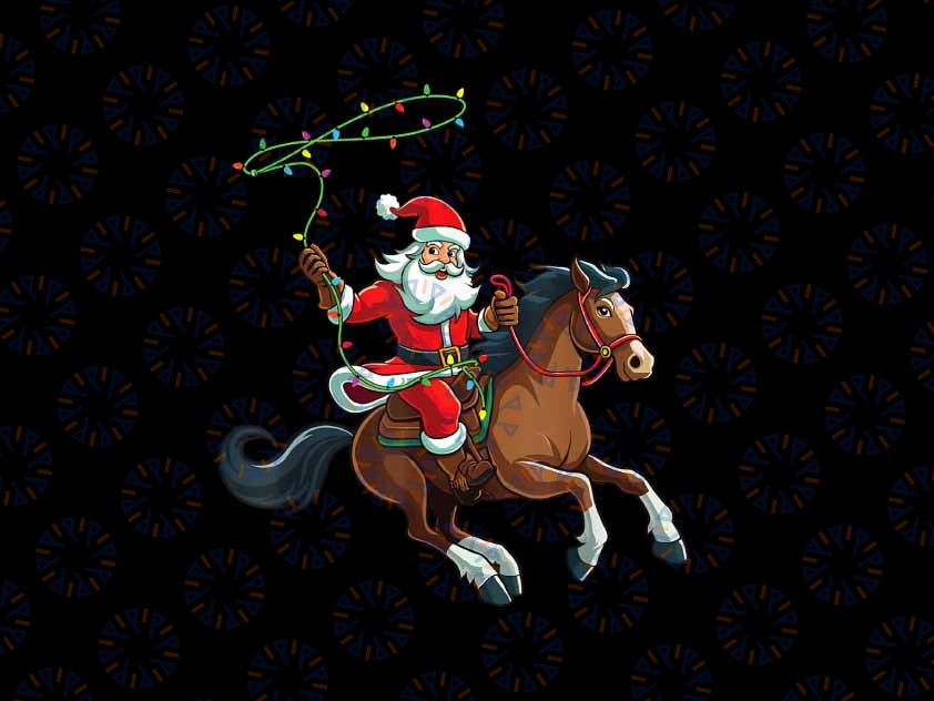 PNG ONLY Cowboy Santa Riding A Horse Christmas Funny Png, Santa Riding Horse Png, Christmas Png, Digital Download