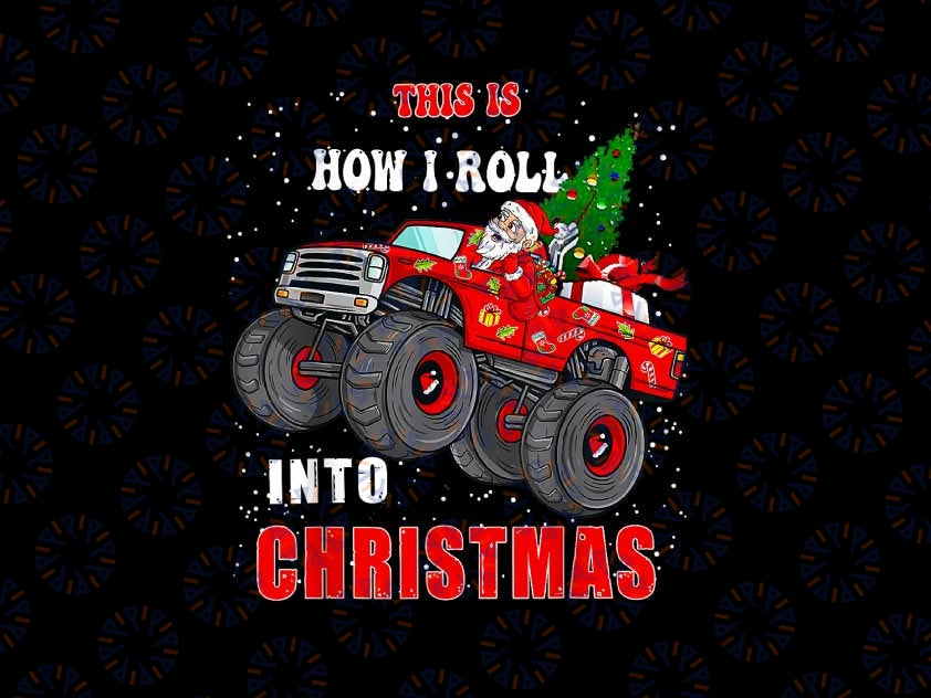 PNG ONLY San-ta Cla-us Monster Truck Boys Christmas Xmas Png, Monster Truck Xmas Png, Christmas Png, Digital Download