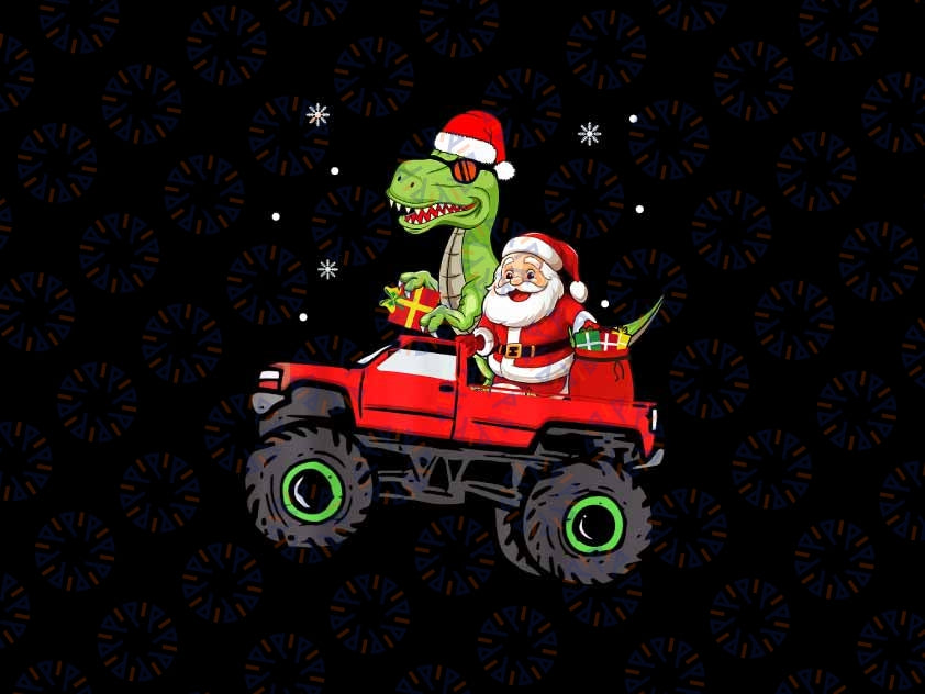 PNG ONLY Christmas Family Matching Santa Truck Dinosaur Png, Christmas T-rex Png, Christmas Png, Digital Download