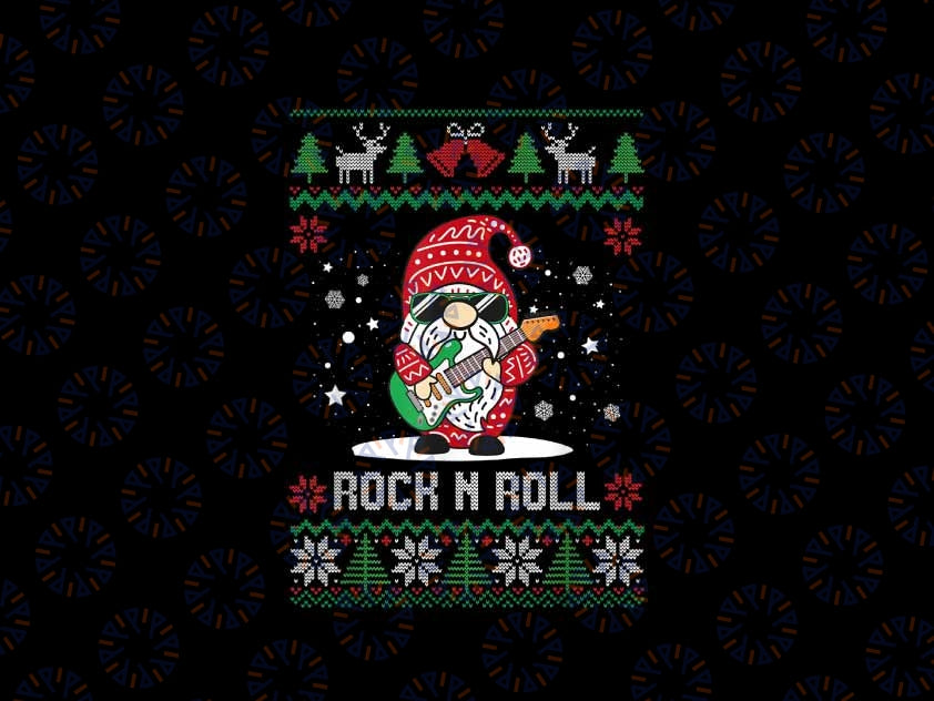 PNG ONLY Guitarist Santa Gnome Guitar Rock And Roll Xmas Ugly Christmas Png, Gnome Santa Christmas Png, Christmas Png, Digital Download