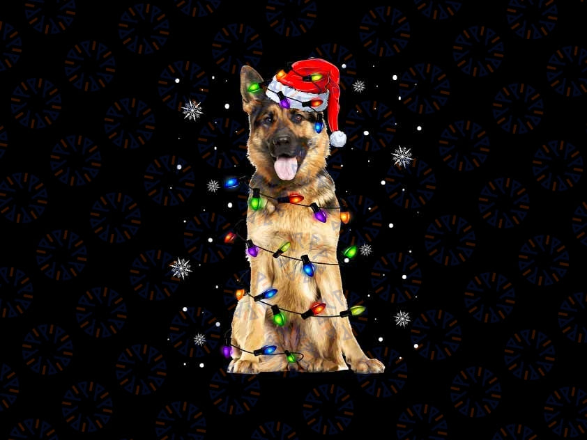 PNG ONLY German Shepherd Christmas Tree Lights Png, Xmas Dogs Lover Xmas Png, Christmas Png, Digital Download