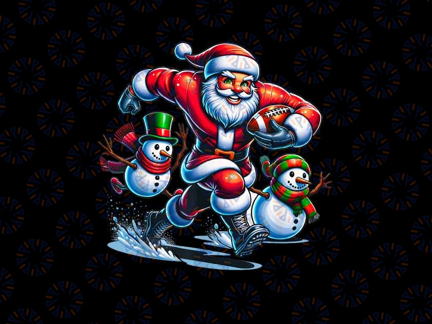 PNG ONLY Christmas Football Santa Playing Football Png, Funny Football Santa Snowman Png, Christmas Png, Digital Download