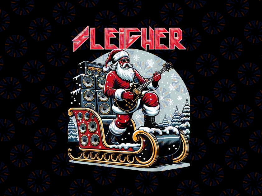 PNG ONLY Sleigher Hail Santa Heavy Metal Christmas Rock Xmas Art Png, Christmas Quotes Png, Christmas Png, Digital Download