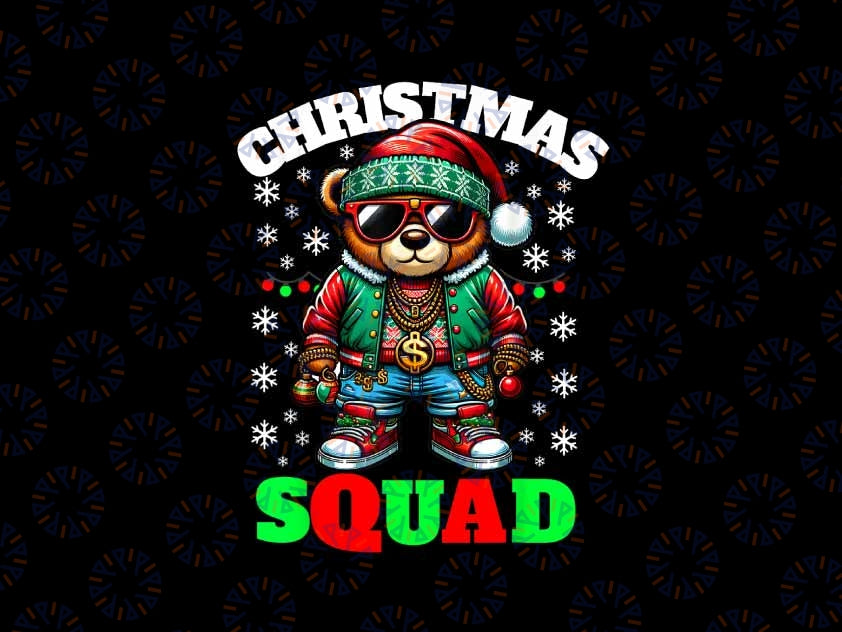 PNG ONLY Hip Hop Christmas Bear Matching Christmas Squad Png, Christmas Animal Santa Beer Png, Christmas Png, Digital Download