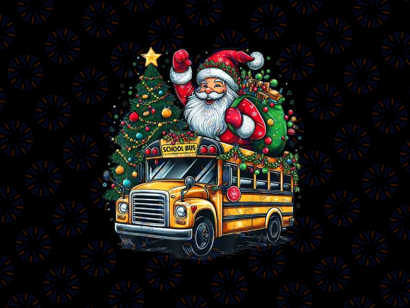 PNG ONLY Christmas Tree School Bus Driver Png, Christmas Bus Driver Santa Png, Christmas Png, Digital Download