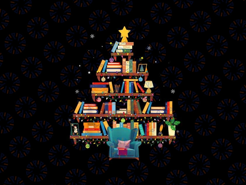 PNG ONLY Christmas Library Tree Teacher Xmas Tree made Of Book Png, Merry Bookmas Tree Png, Christmas Png, Digital Download