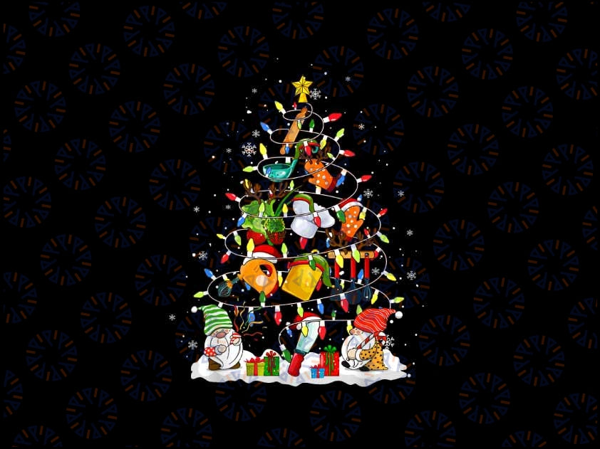 PNG ONLY Santa Reindeer E-lf Cooking Tools As Xmas Tree Chef Lover Png, Santa Xmas Tree Png, Christmas Png, Digital Download