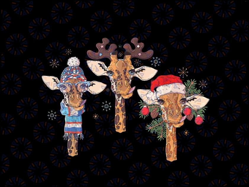 PNG ONLY Giraffe Christmas Santa Hat Xmas Deer Fairytale Lights Png, Christmas Giraffe Png,  Christmas Png, Digital Download