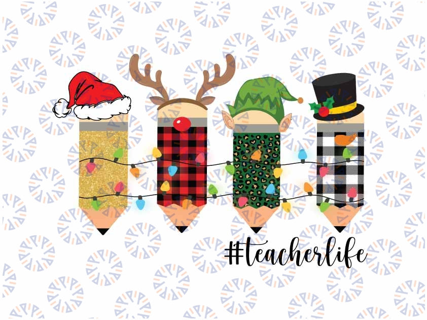 Teacher Christmas, Christmas Pencils PNG Design, Merry Christmas Teacher Life Png, School Christmas Png, Christmas Png, Digital Download