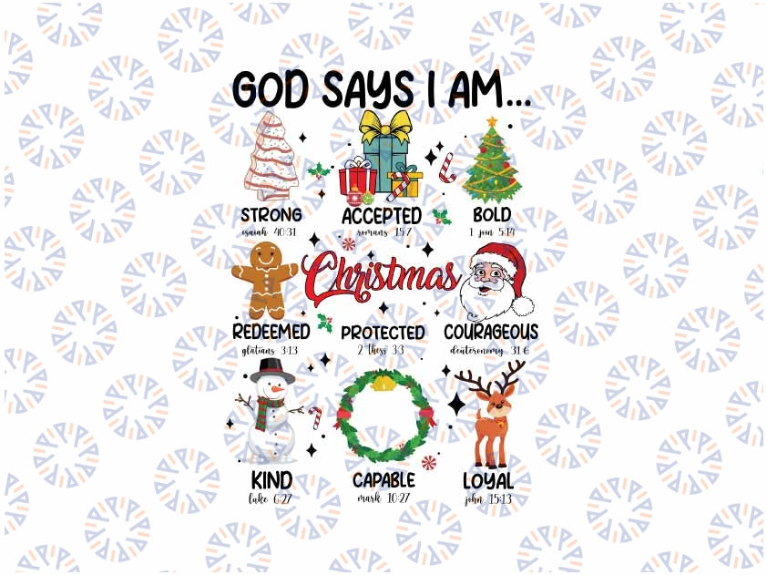 God Says I Am Christmas Png, Christmas Vibes Png, Christmas Png, Digital Download