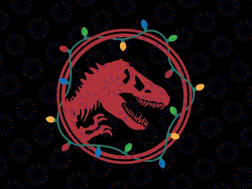 Dinosaur, T-Rex Christmas Lights Svg, Christmas Vibes Svg, Christmas Png, Digital Download