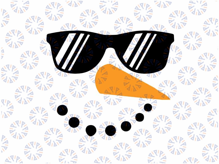 Snowman Glasse Christmas Winter Svg, Snowman Face With Sunglasses Svg, Christmas Png, Digital Download