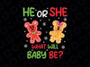 He or She What Will Our Baby Be Gingerbread Gender Reveal Svg, Gingerbread Xmas Mouse Svg, Christmas Png, Digital Download