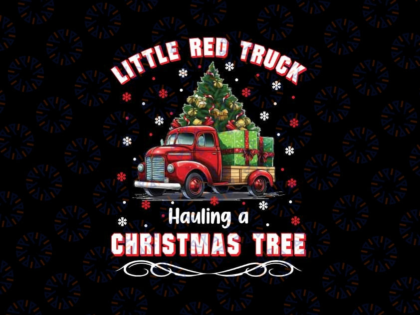 Little Red Truck Hauling A Christmas Tree Png, Christmas Truck Png, Christmas Png, Digital Download