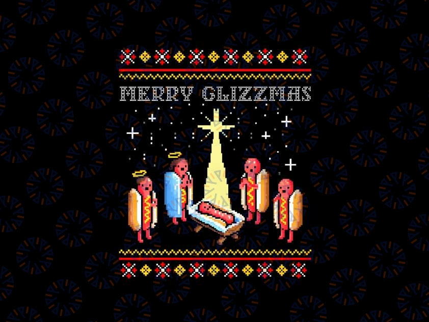 PNG ONLY Merry Glizzmas Tacky Png, Funny Merry Christmas Hot Dogs Png, Christmas Png, Digital Download