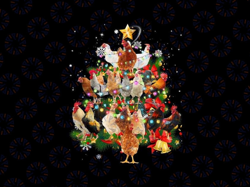 PNG ONLY Chicken Tree Light Christmas Matching Family Chickens Png, Chicken Christmas Light Png, Christmas Png, Digital Download