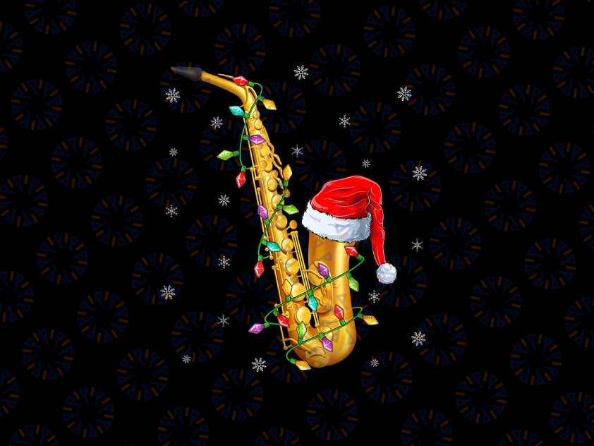 PNG ONLY Saxophone Music Lover Xmas Lights Santa Png, Saxophone Christmas Png, Christmas Png, Digital Download