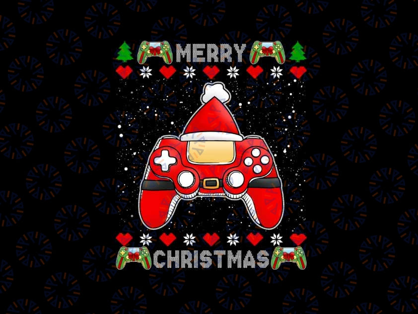 PNG ONLY Gamer Merry Christmas Png, Gaming Santa Video Game Ugly Christmas Png, Christmas Png, Digital Download