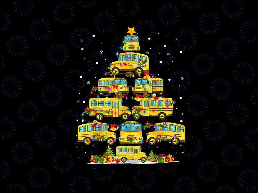 PNG ONLY School Bus Christmas Tree Lights Png, Funny Bus Driver Xmas Png, Christmas Png, Digital Download