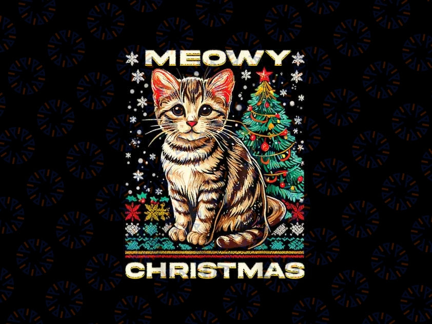 PNG ONLY Meowy Cat Ugly Christmas Png, Meowy Catmas Xmas Tree Ugly Png, Christmas Png, Digital Download