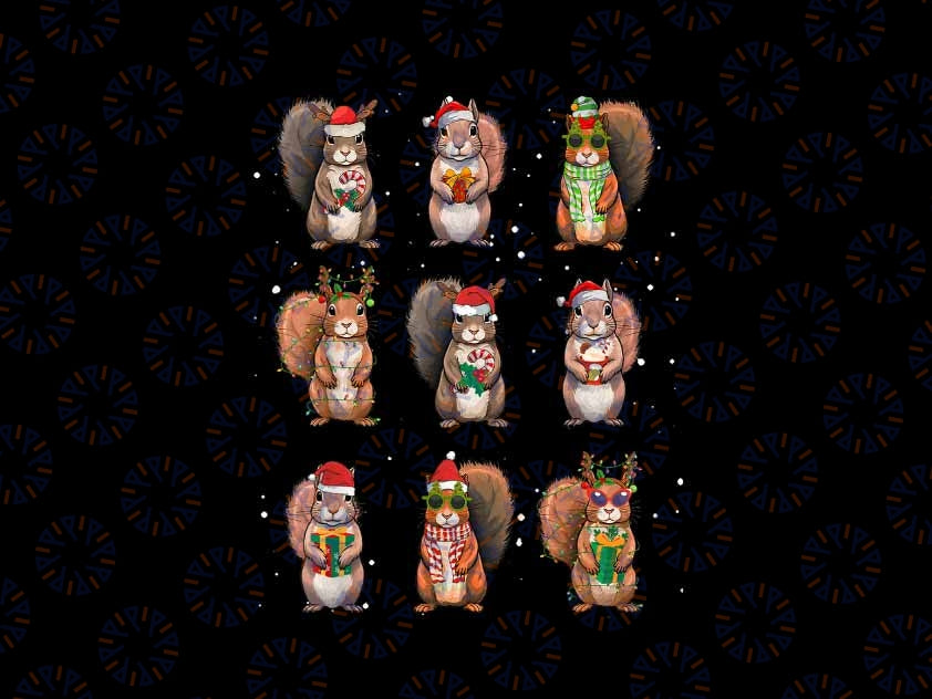 PNG ONLY Squirrels Christmas Lights Design Png, Funny Squirrel Lover Png, Christmas Png, Digital Download