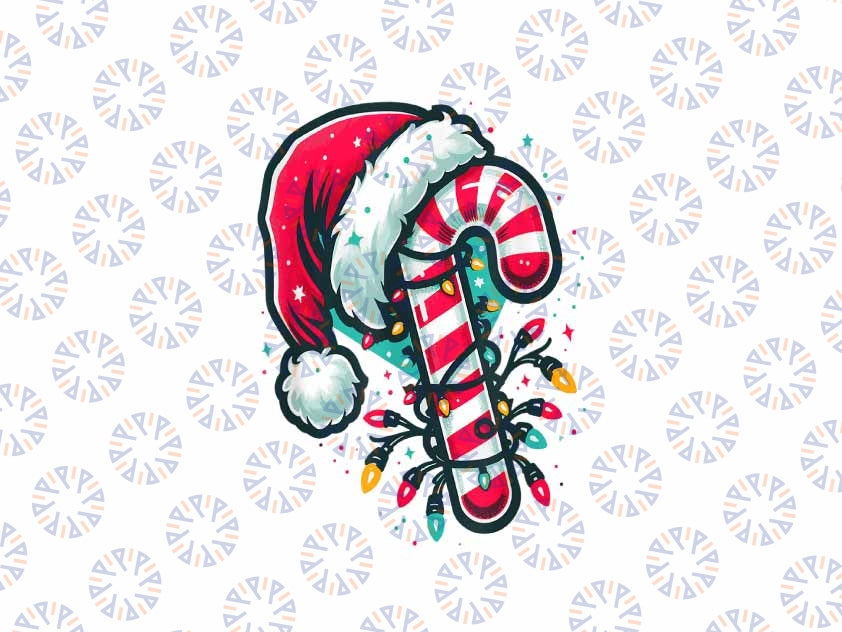 PNG ONLY Candy Cane Crew Christmas Lights Xmas Png, Candy Cane Santa Hat Png, Christmas Png, Digital Download