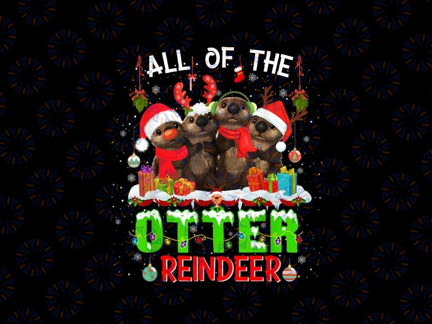 PNG ONLY Funny Otter Christmas Ugly Sweater Otter Xmas Png, Otter Santa Hat Png, Christmas Png, Digital Download