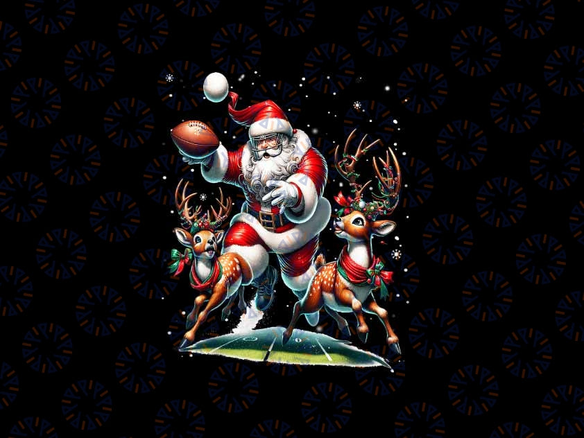 PNG ONLY Cute Santa Playing Football With Reindeer Png, Santa Reindeer Png, Christmas Png, Digital Download