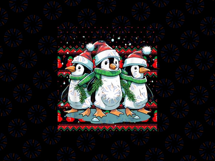 PNG ONLY Funny Ugly Sweater Penguin Santa Hat 2023 Png, Cute Penguin Christmas Png, Christmas Png, Digital Download