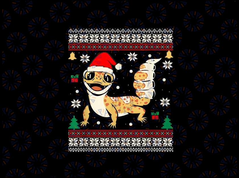 PNG ONLY Ugly Christmas Leopard Gecko Animals Lover Png, Gecko Christmas Ugly Png, Christmas Png, Digital Download