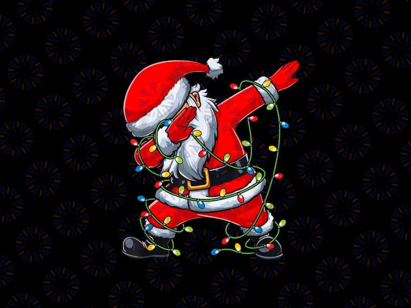 PNG ONLY Dabbing Santa Christmas Tree Lights Png, Sanra Claus Dabbing Png, Christmas Png, Digital Download