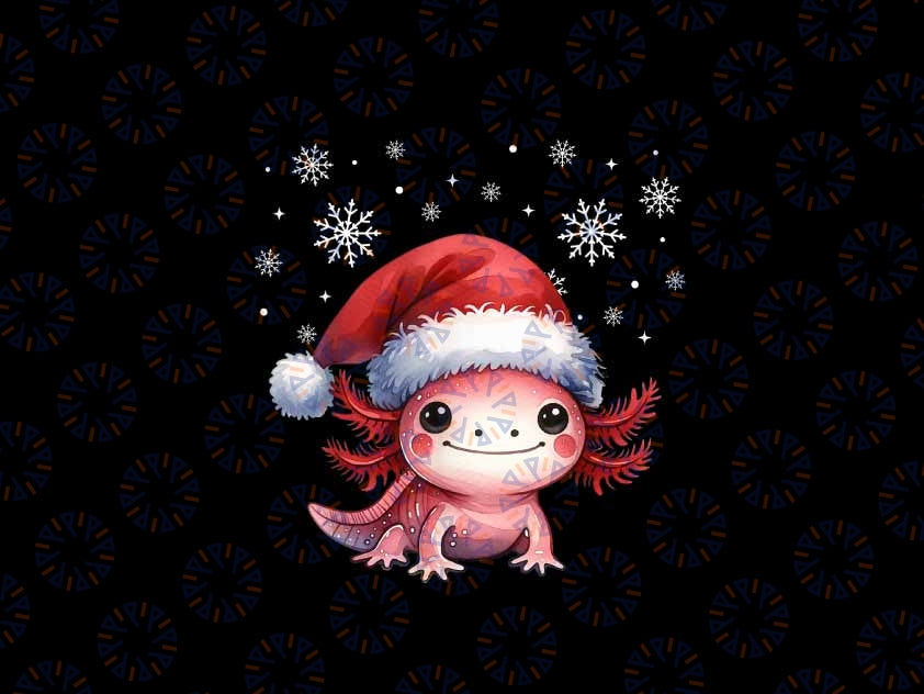 PNG ONLY Axolotl With Christmas Hat Mexican Salamander Axolotl Png, Christmas Axolotl Santa Png,  Christmas Png, Digital Download