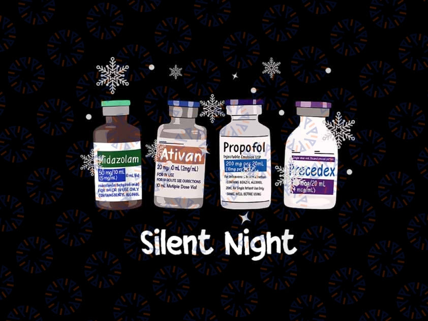 PNG ONLY Retro Silent Night ICU Nurse Christmas Png, Intensive Care Unit Xmas Png, Christmas Png, Digital Download