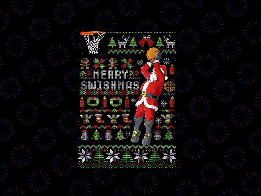 PNG ONLY Merry Swishmas Ugly Christmas Png, Basketball Xmas Santa Play Sport Png, Christmas Png, Digital Download