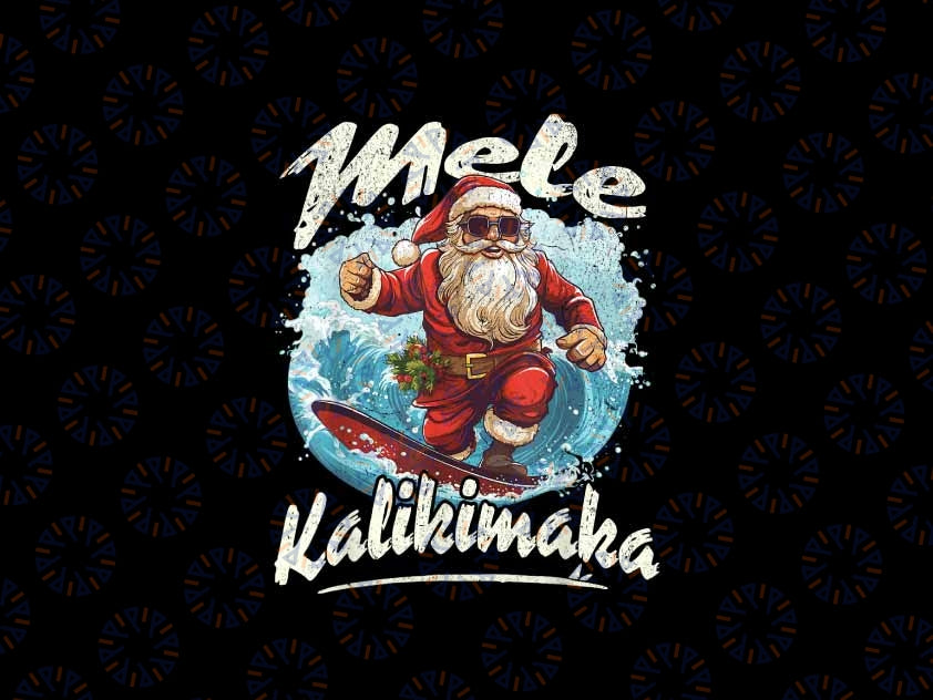 PNG ONLY Santa Surfing Mele Kalikimaka Png, Xmas Santa Aloha Hawaii Png, Christmas Png, Digital Download