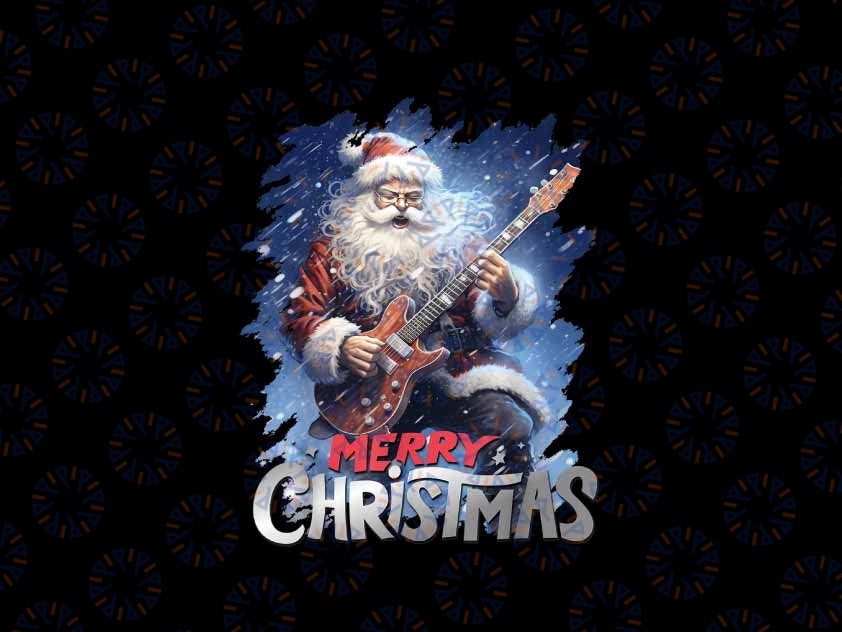 PNG ONLY Merry Christmas San-ta Cl-aus Rocker Guitar Png, San-ta Cl-aus Player Music Props Png, Christmas Png, Digital Download