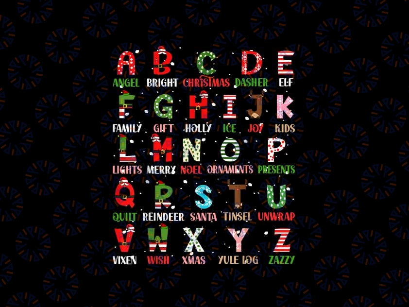 PNG ONLY Christmas Alphabet Kindergarten Reading Teacher Png, Christmas Alphabet Png, Christmas Png, Digital Download
