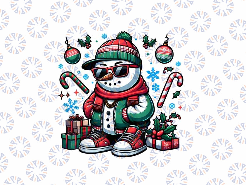 PNG ONLY Hip Hop Snowman Xmas Png,  Funny Christmas Snowman Santa Png, Christmas Png, Digital Download