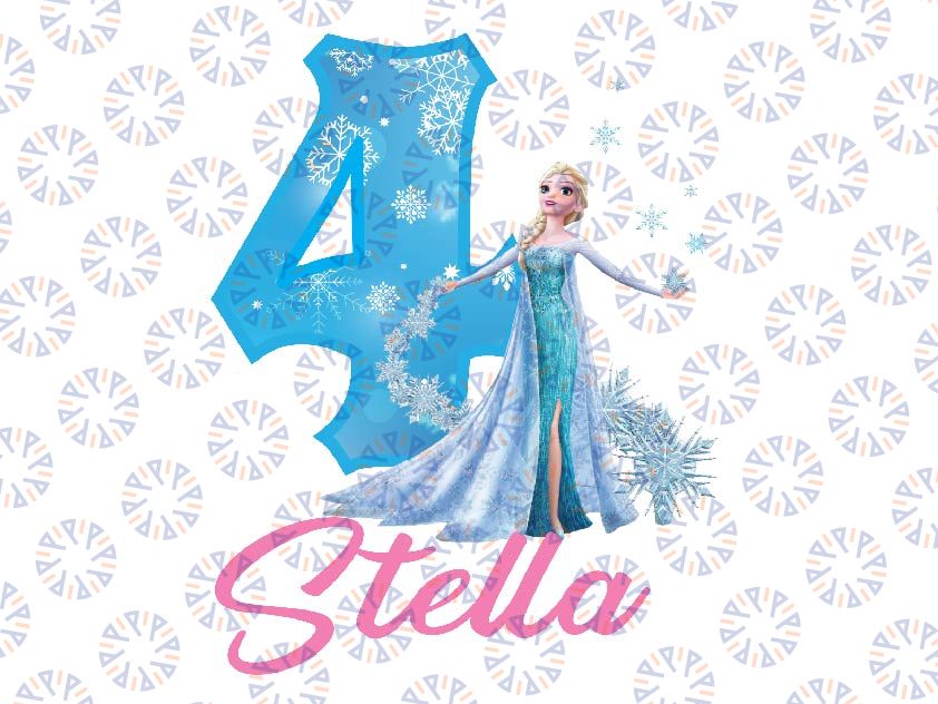 Personalized Frozen Number Birthday, Elsa Girl's Birthday Png, Frozen Matching Family Png, Happy Birthday Girl Png, Custom Name Age Elsa, Digital Download