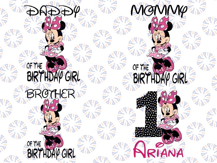 Personalized Minnie Mouse Birthday Png, Minnie Mouse Png, Minnie Mouse Family Birthday Png,Birthday Iron on Transfer Personalized Digital Download