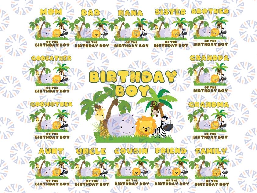 Safari Birthday bundle boy PNG,Family Birthday Png, Matching Family Safari Png, Zoo Birthday Png, Digital download