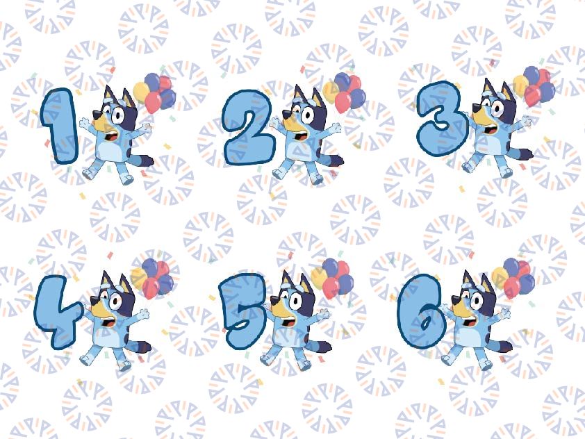 Bluey Birthday Number SVG - PNG, Bluey Layered Svg, Bluey Birthday Svg, Bluey Number Birthday Svg, Digital Download