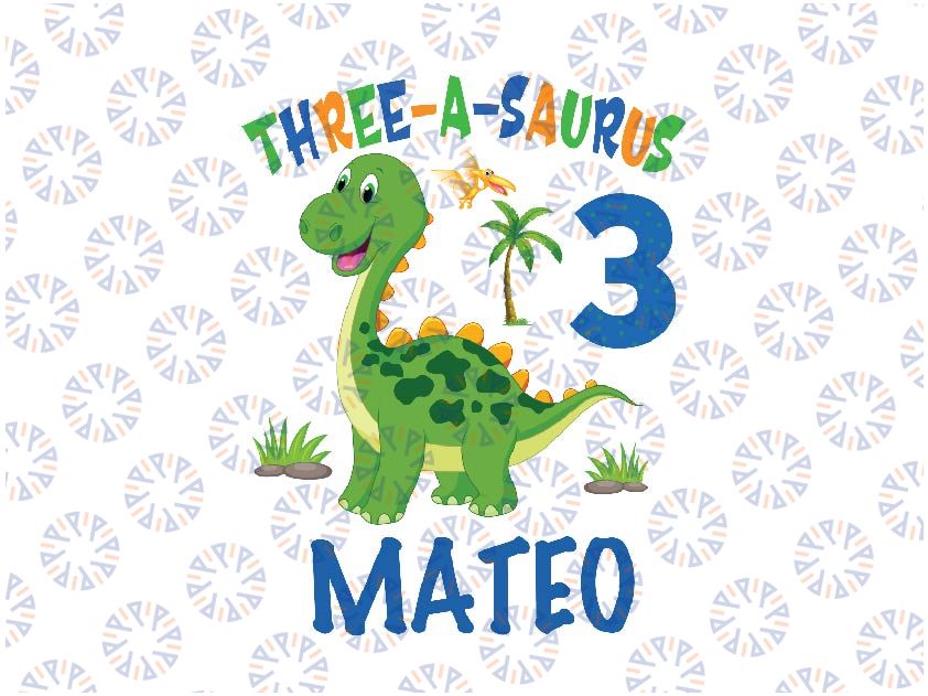 Personalized Name And Age Dinosaur Birthday Tree Png, Kids Birthday Png, Custom T-rex Birthday Png, Digital Download