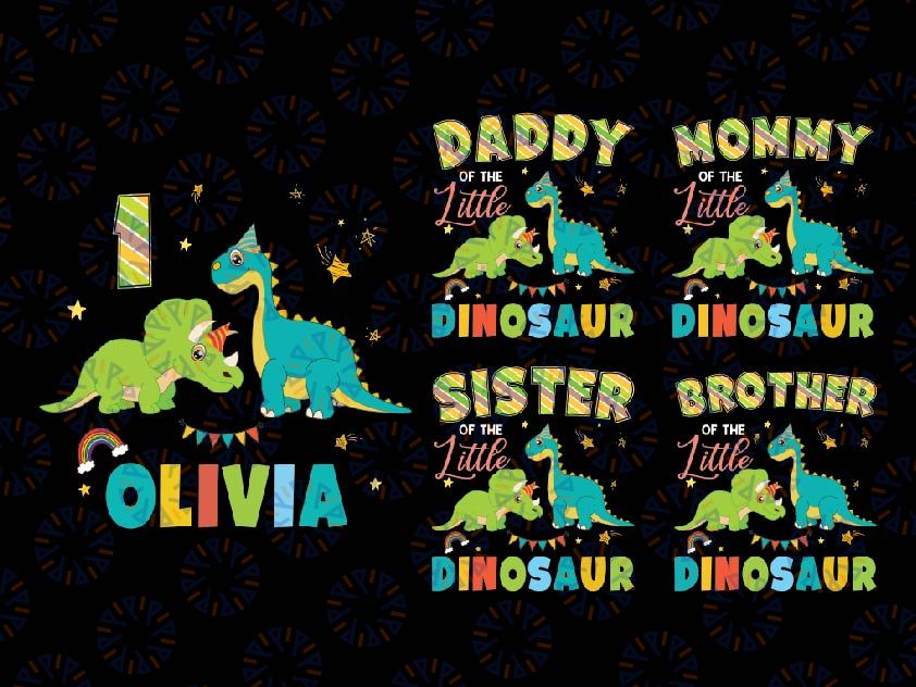 Personalized Name Birthday Dinosaur Png, Family Matching Dinosaur Birthday Png, Family Of The Little Dinosaur, Digital Download